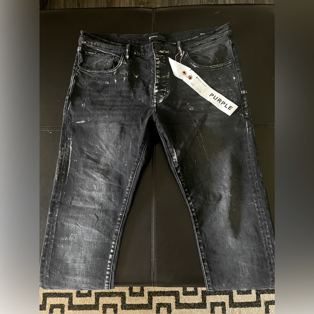 NWT Men’s Purple Brand Jeans - Sz 36 - Black Wash Metallic Silver